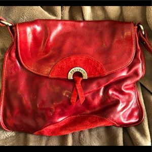 Red leather & Suede Petusco purse